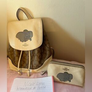 Coach x Disney Dumbo Backpack & Makeup Bag Pre owned Authentic